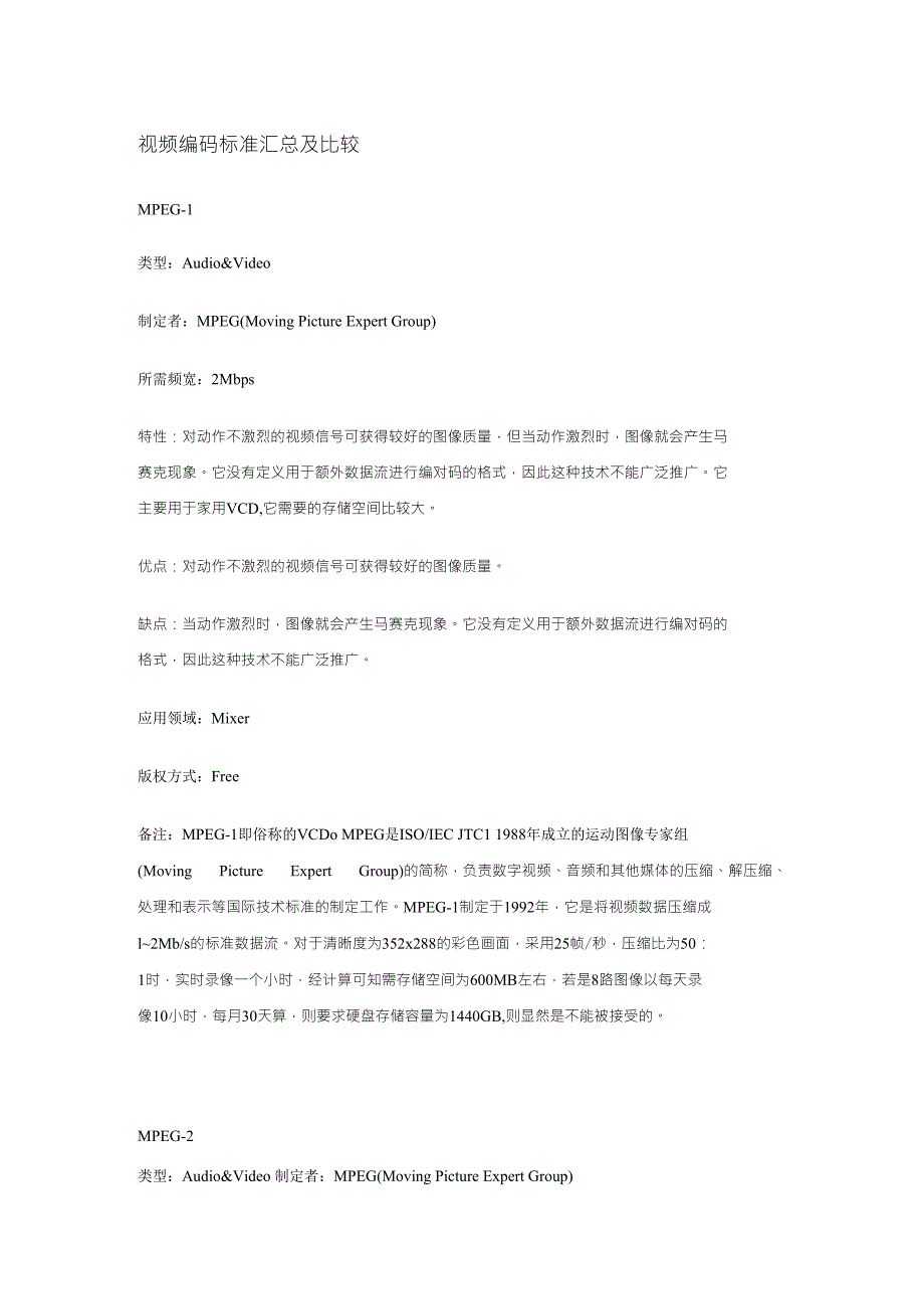 视频编码标准汇总及比较_第1页