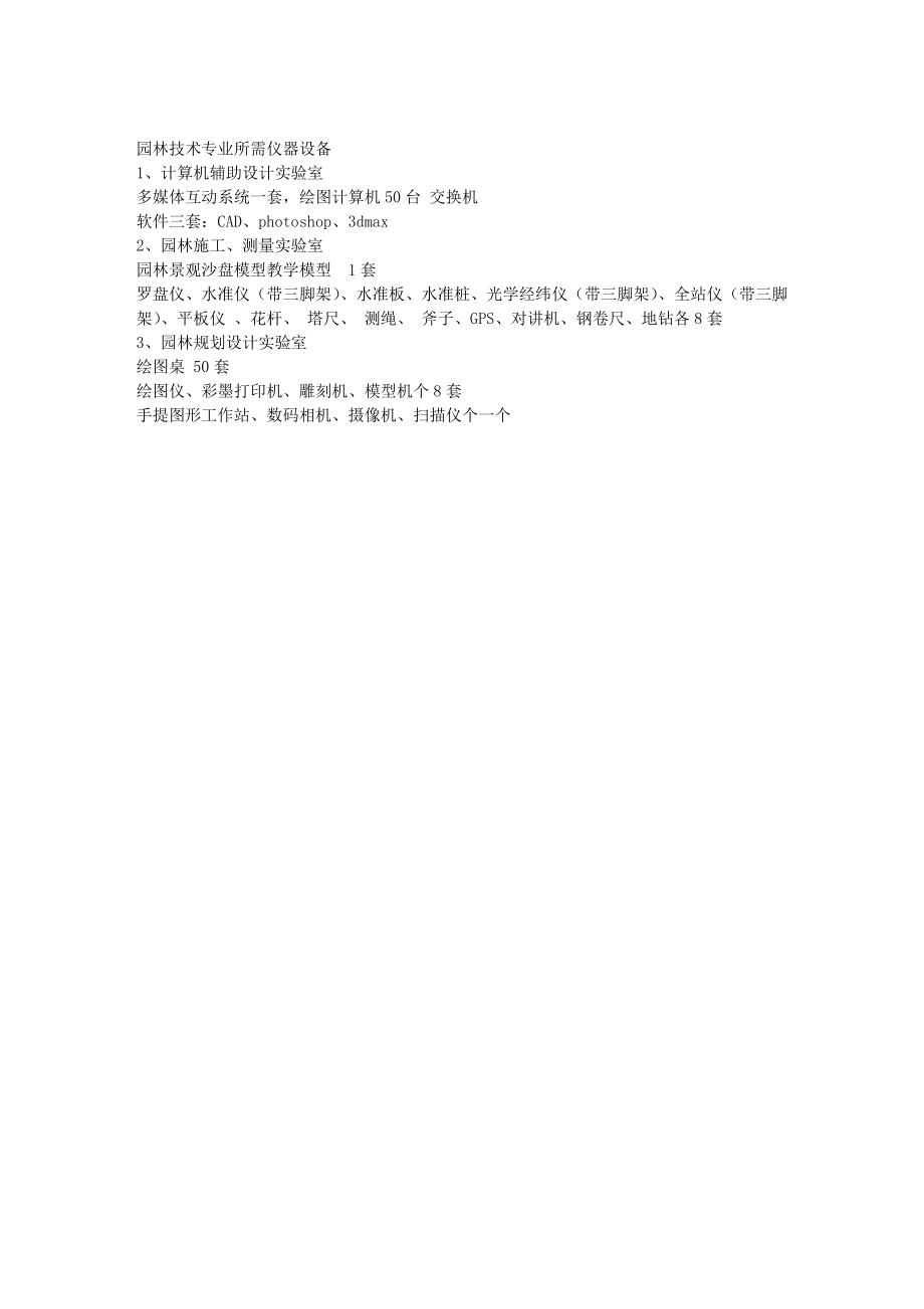 园林技术实训所需仪器设备_第1页