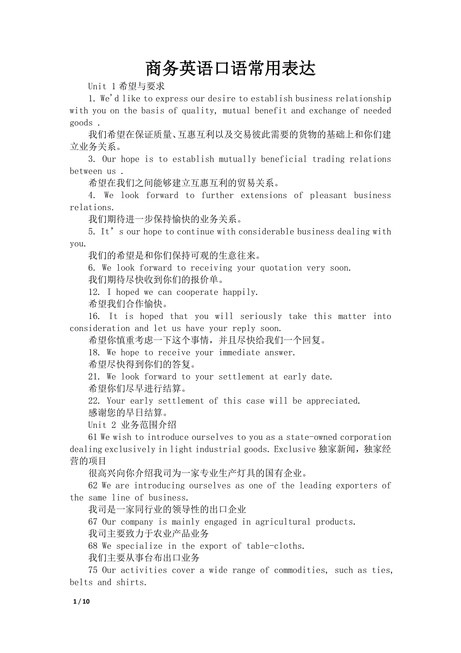 商务英语口语常用表达_第1页