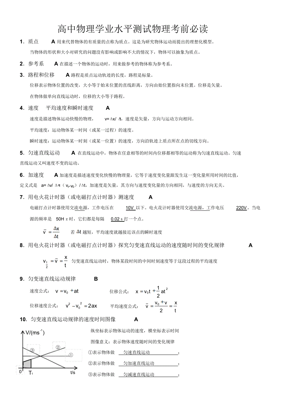 辽宁学业物理知识点_第1页
