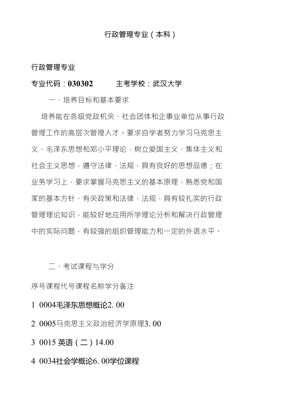 行政管理专业（本科）_第1页