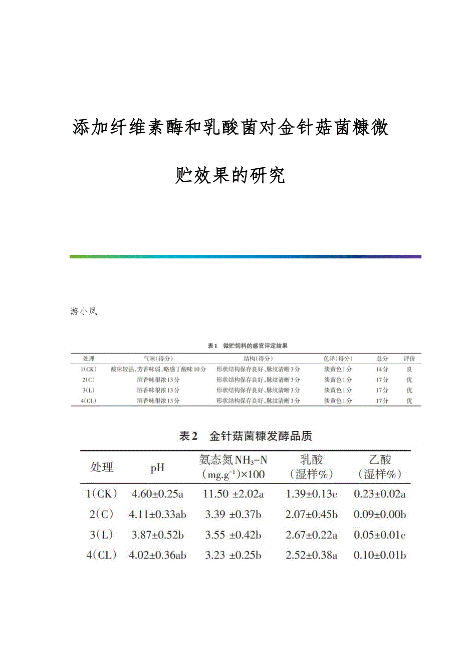 添加纤维素酶和乳酸菌对金针菇菌糠微贮效果的研究_第1页