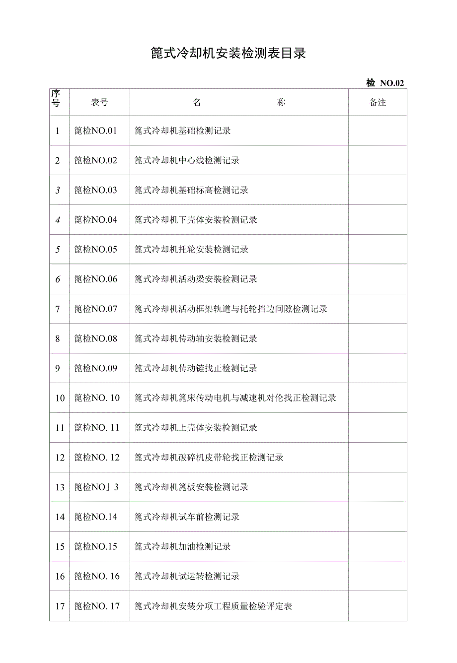 建材16：篦式冷却机安装检查表_第1页