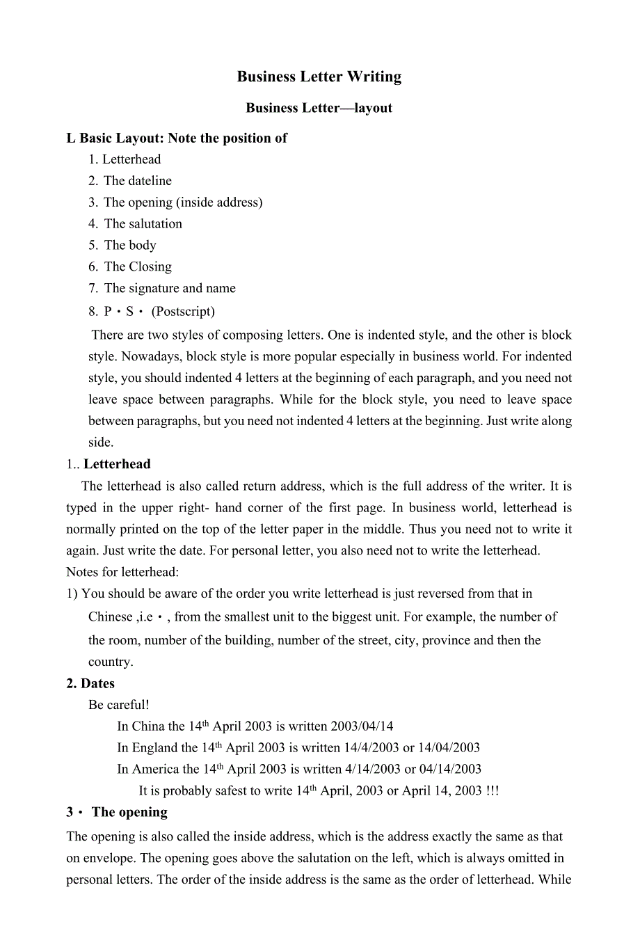 商务信件写作格式及方法BusinessLetterWriting_第1页