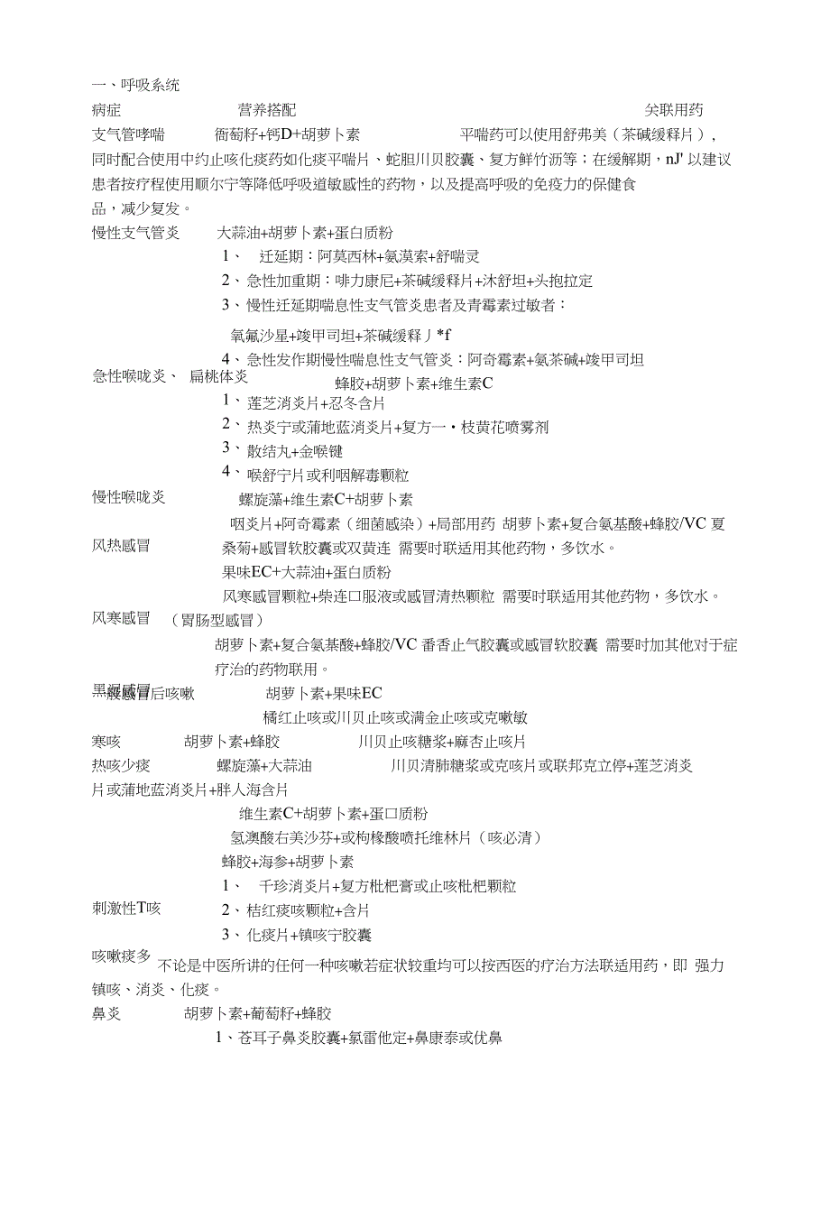 常见疾病及用药治疗组合_第1页