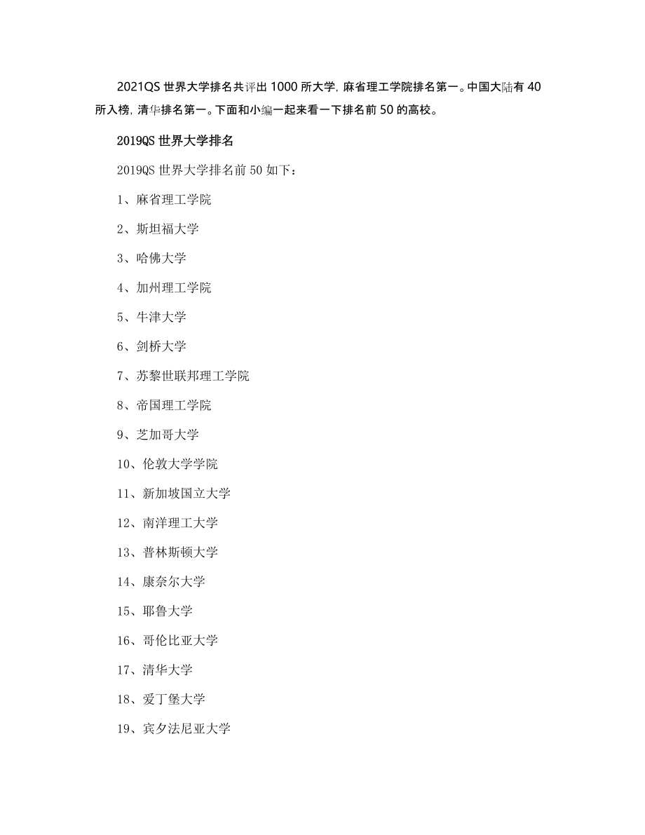 2021QS世界大学排名前50_第1页