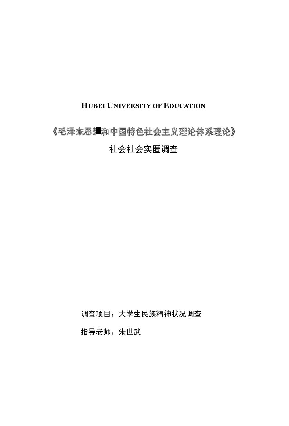 大学生民族精神实践调查--毛概_第1页