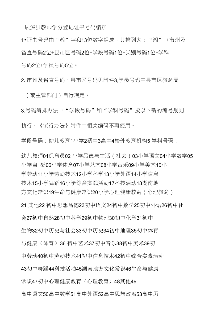 辰溪县教师学分登记证书号码编排_第1页
