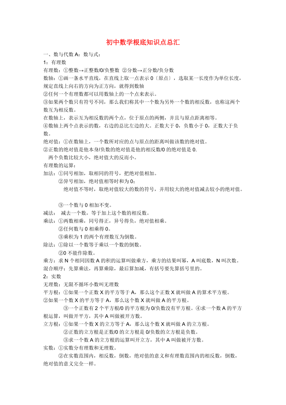 初中数学-基础知识点总汇_第1页