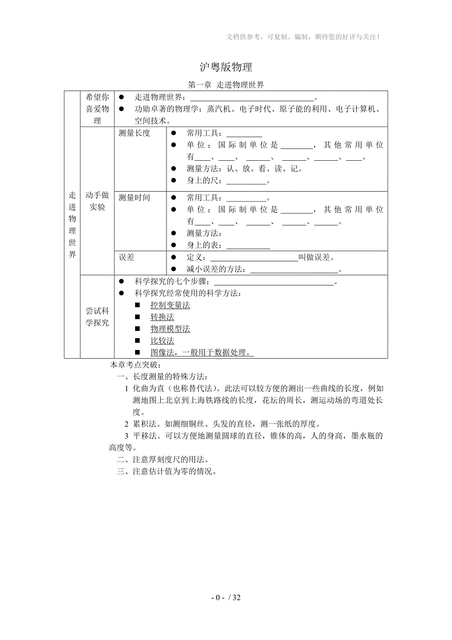沪粤版中考物理复习全册知识点记忆供参考_第1页