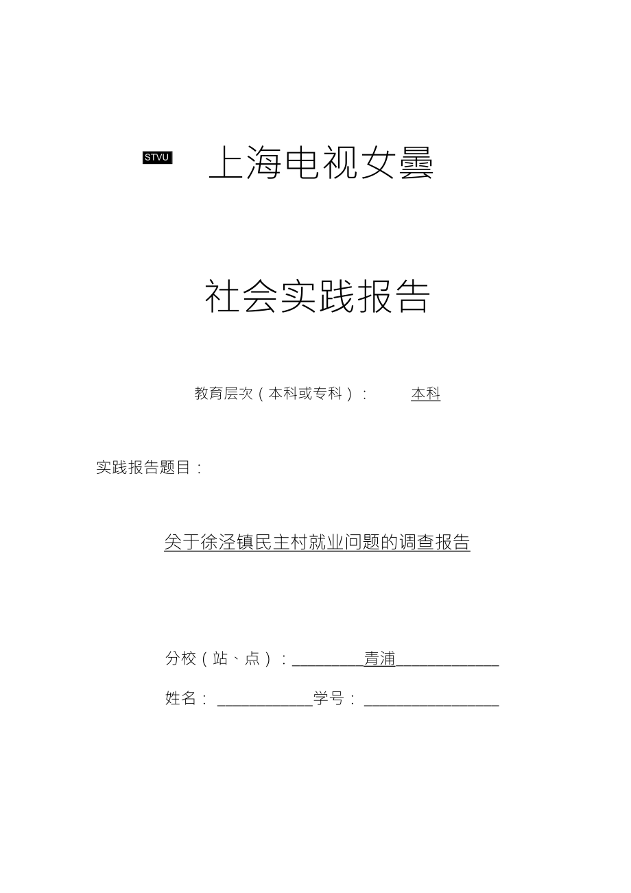 关于徐泾镇民主村就业问题的调查报告_第1页