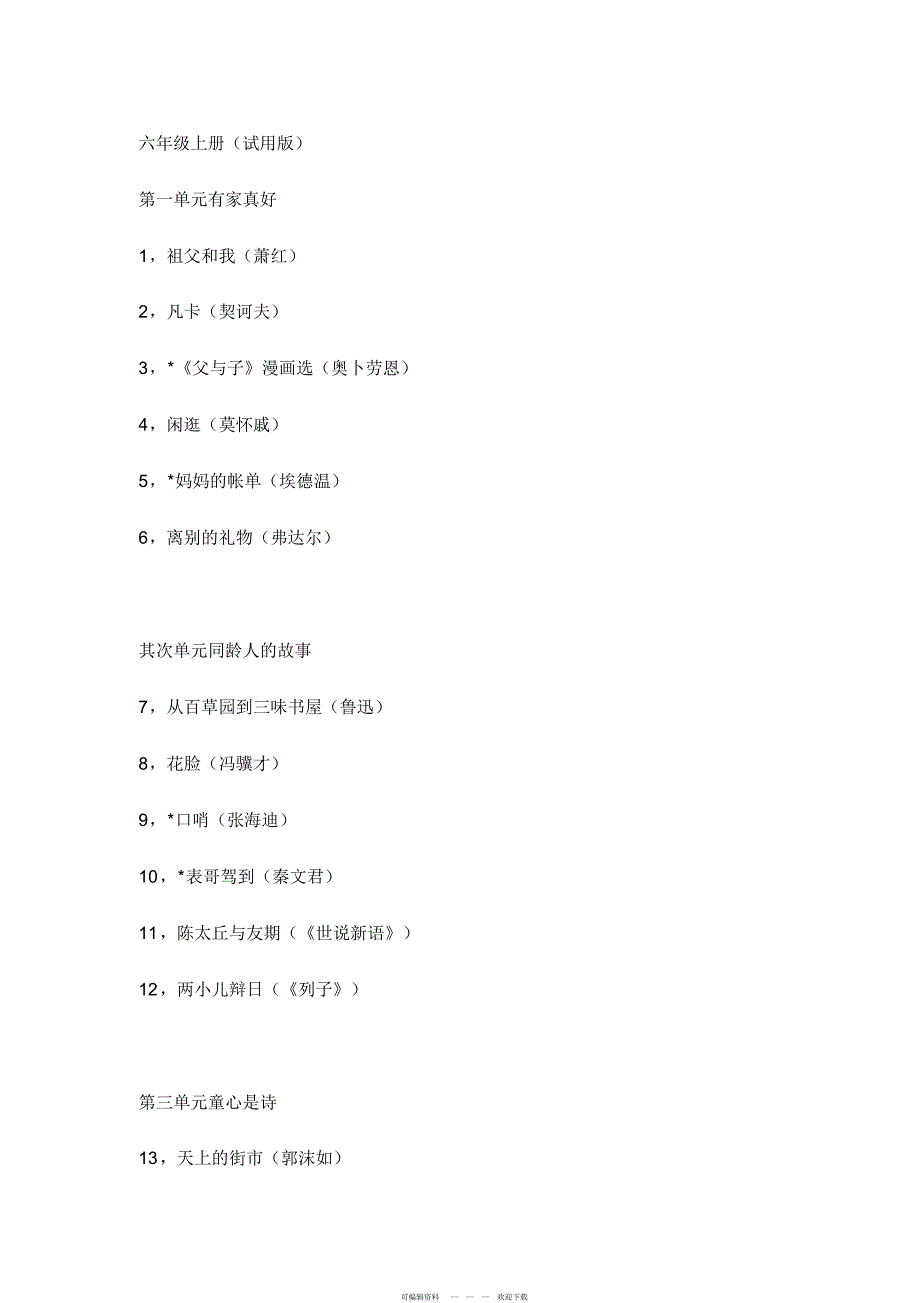 2022年上海初中语文教材目录_第1页