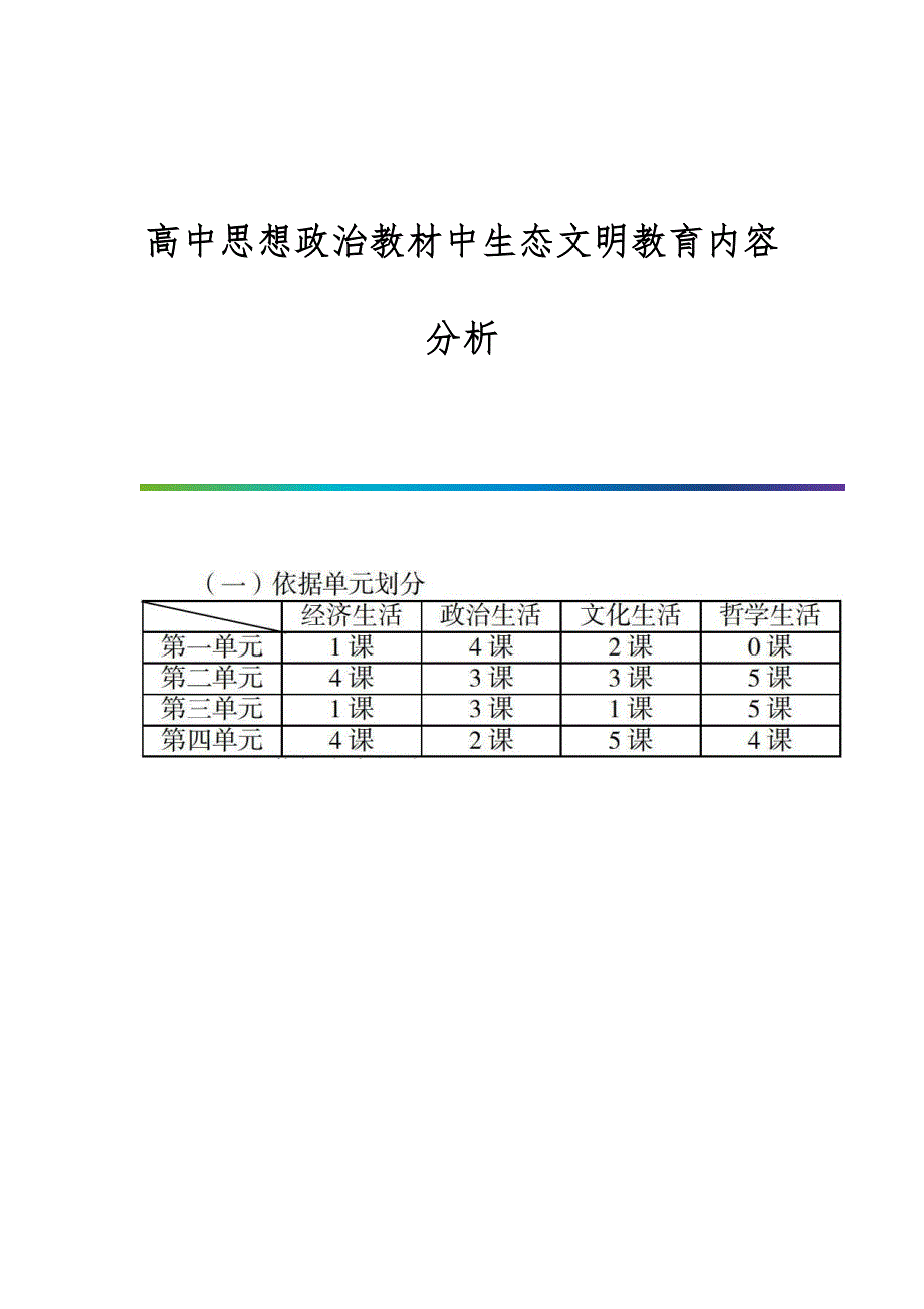 高中思想政治教材中生态文明教育内容分析_第1页