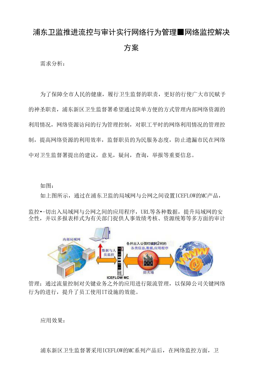 浦东卫监推进流控与审计实行网络行为管理-网络监控解决方案_第1页