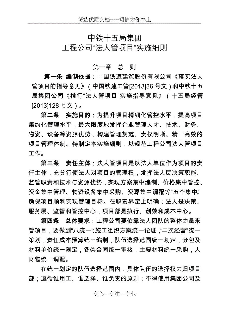 工程公司法人管项目实施细则(共31页)_第1页