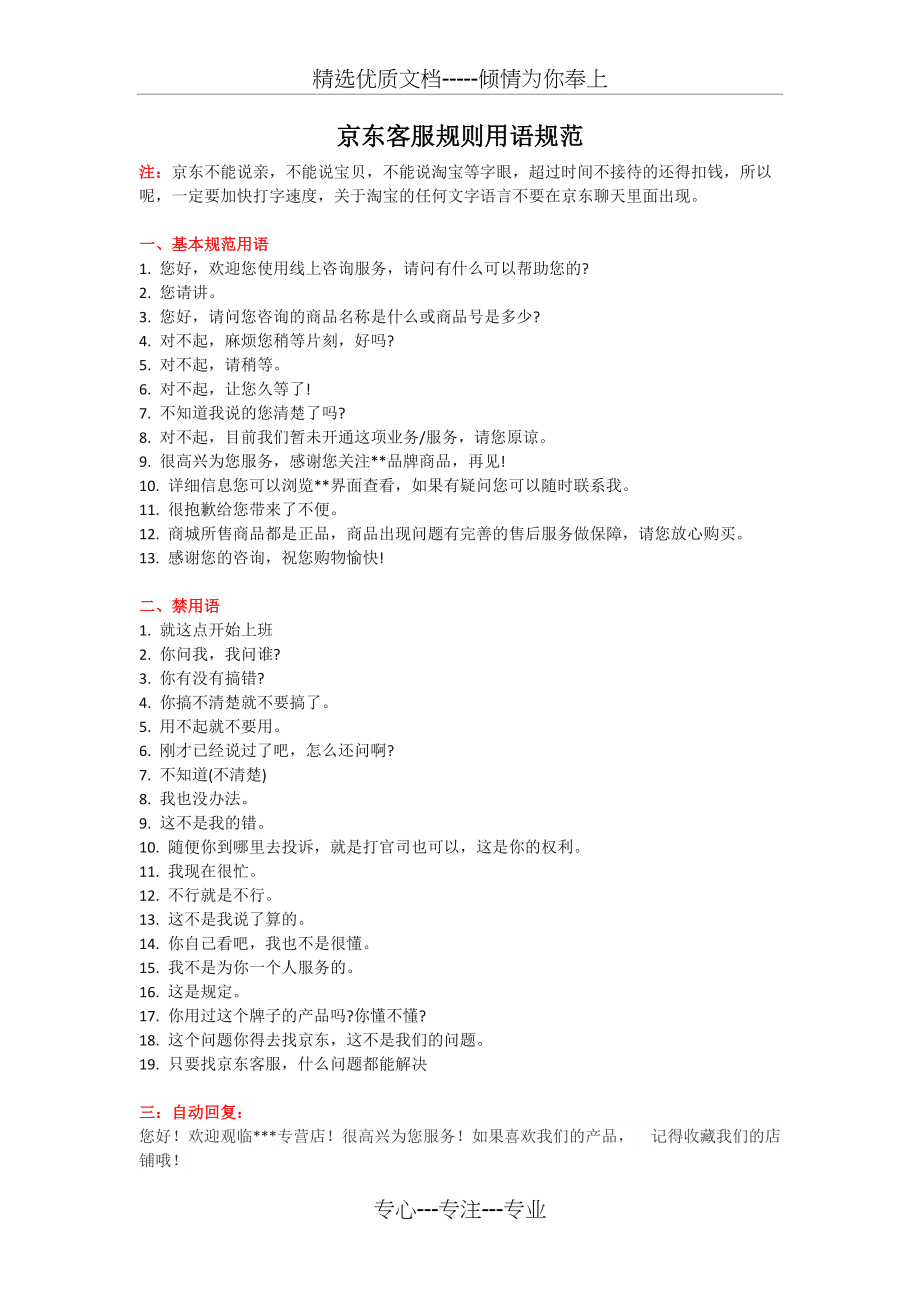 京东基础专业客服话术(总5页)_第1页