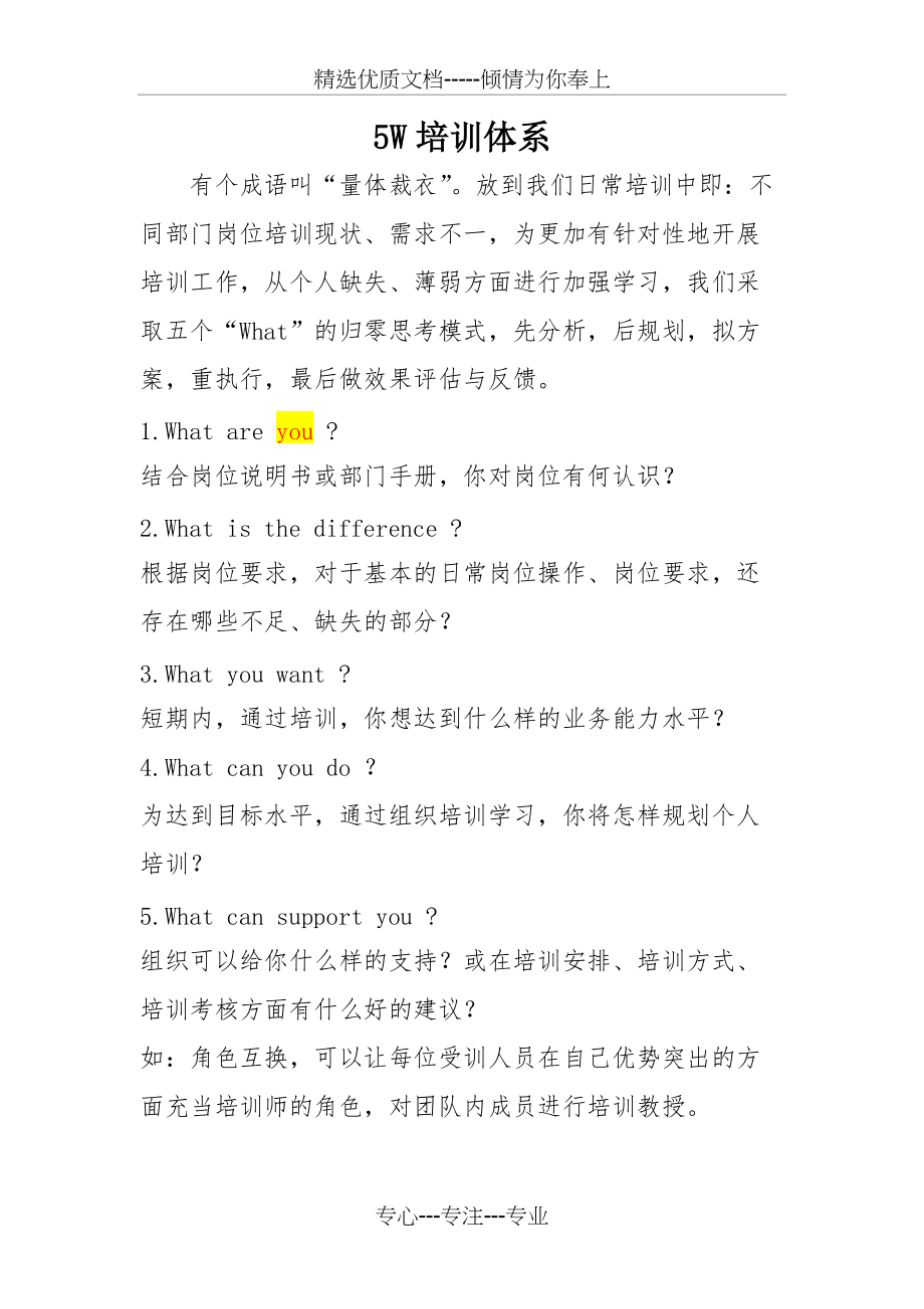 5W培训分析规划表(共5页)_第1页
