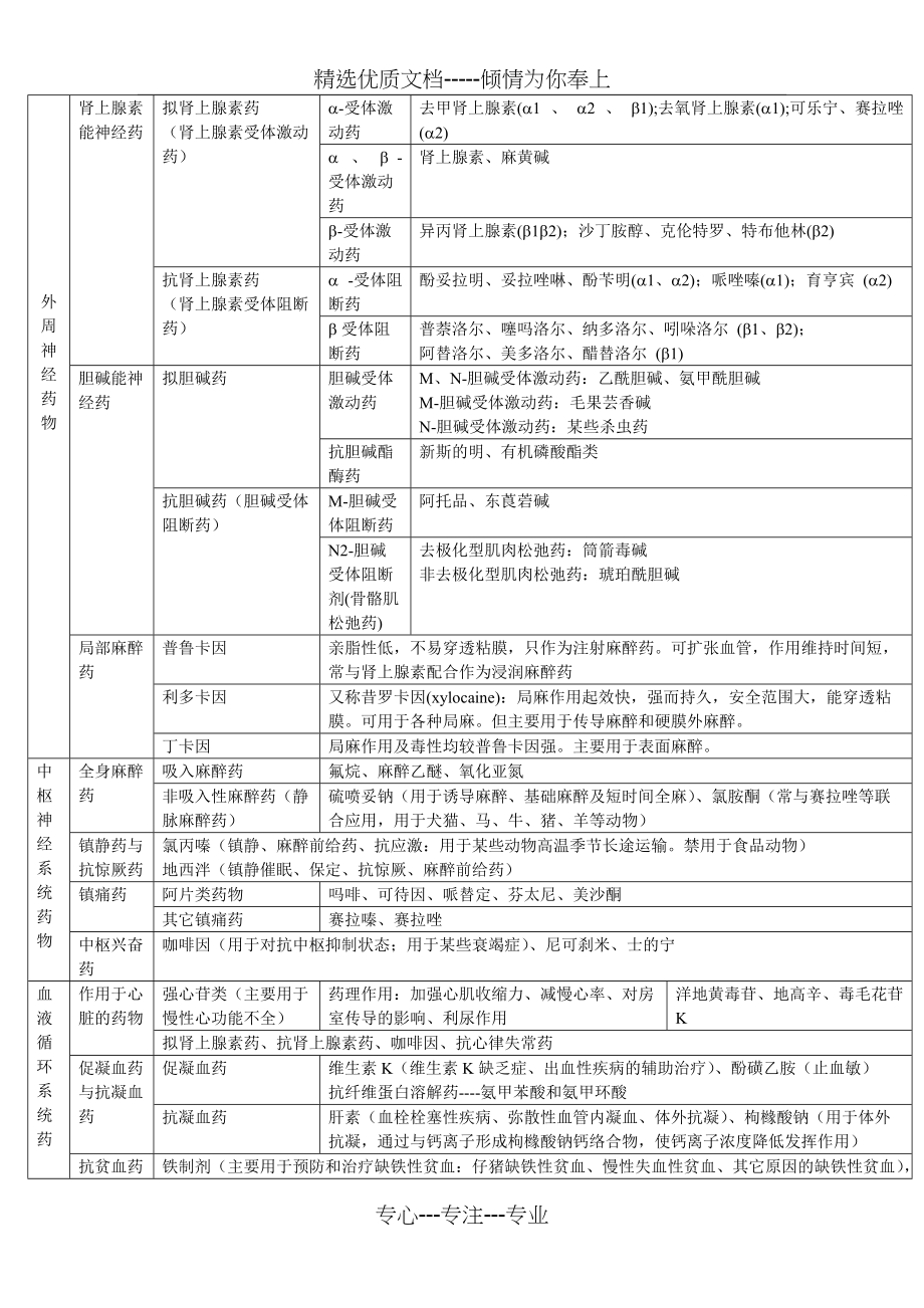 药物分类(表格)(共6页)_第1页