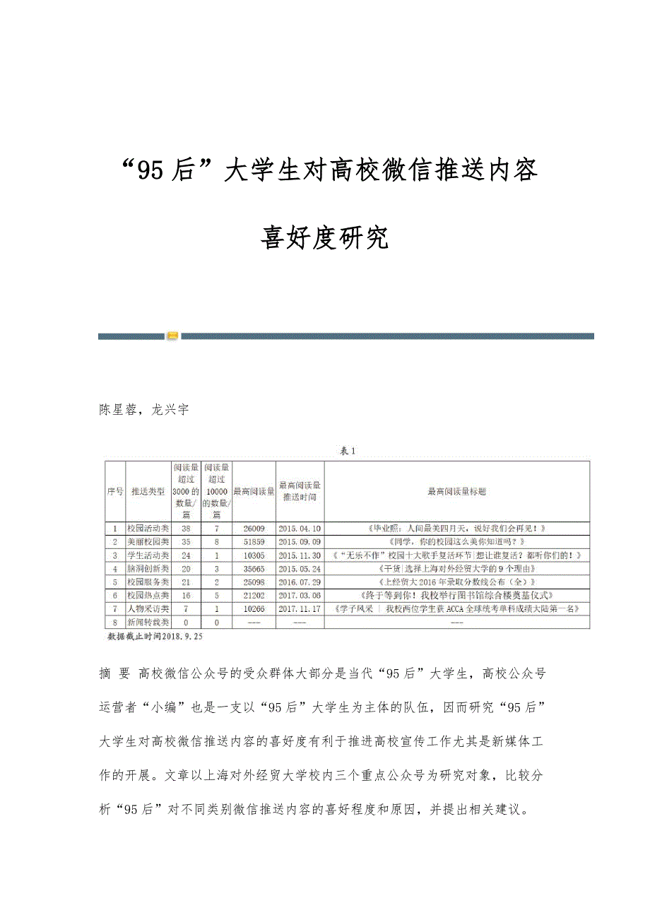 95后大学生对高校微信推送内容喜好度研究_第1页