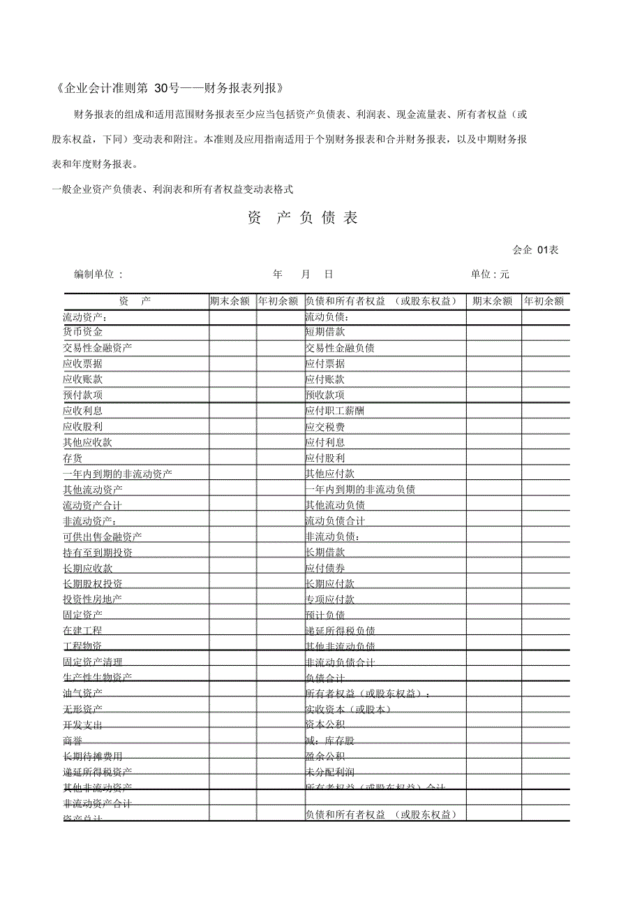 财务报表标准格式-完整版（精编版）_第1页