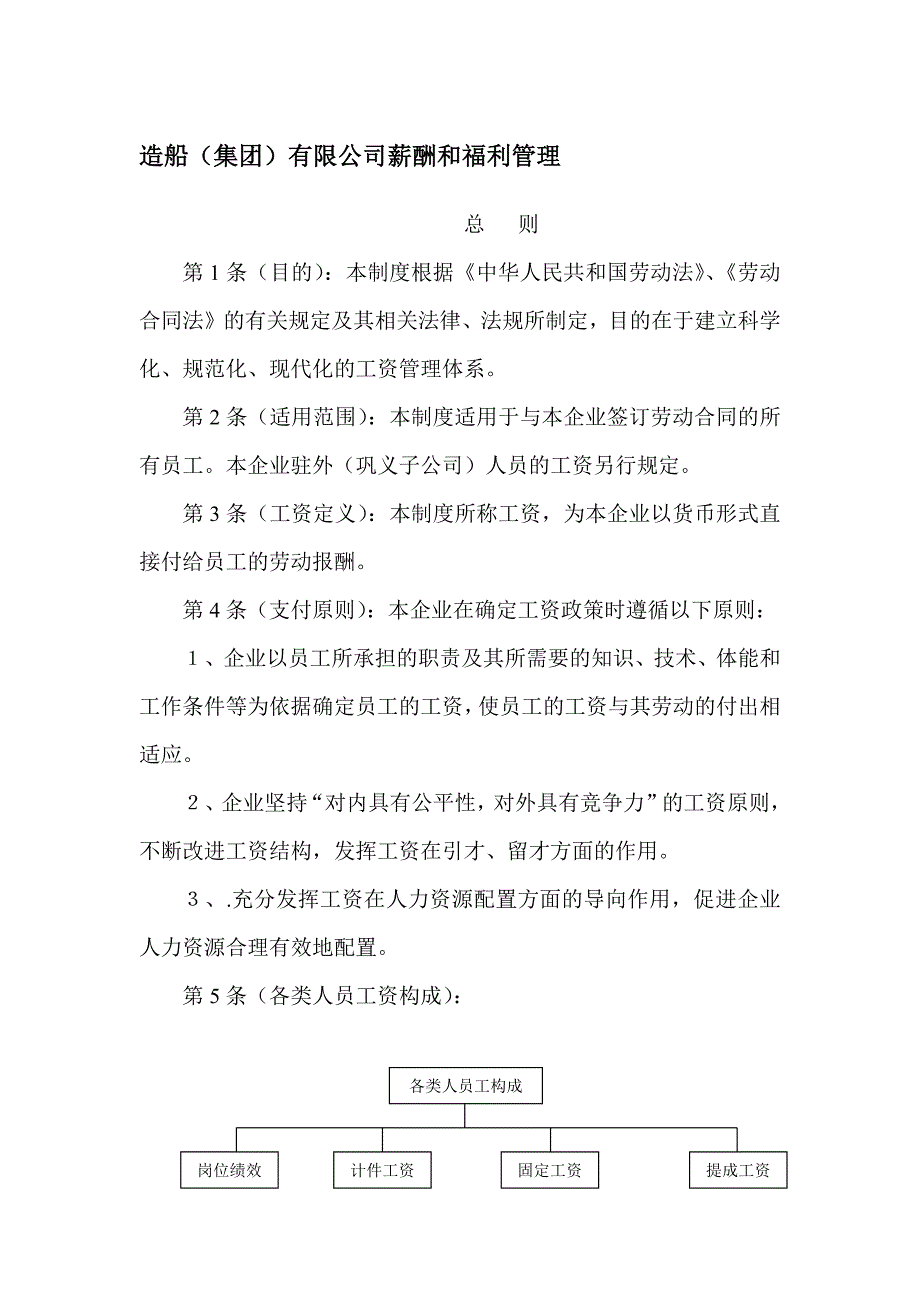 造船（集团）有限公司薪酬和福利管理制度_第1页