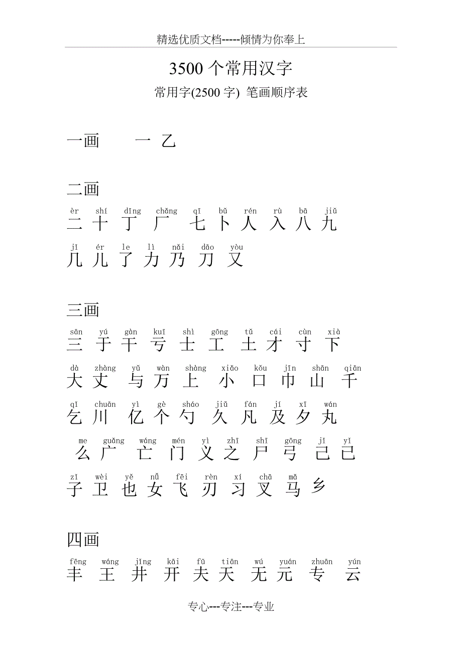 3500个常用汉字(笔画顺序)(共27页)_第1页