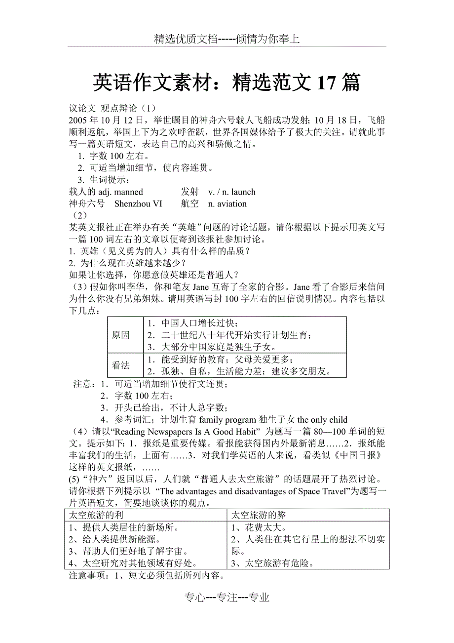 专升本英语作文背诵素材：精选范文28篇(共19页)_第1页