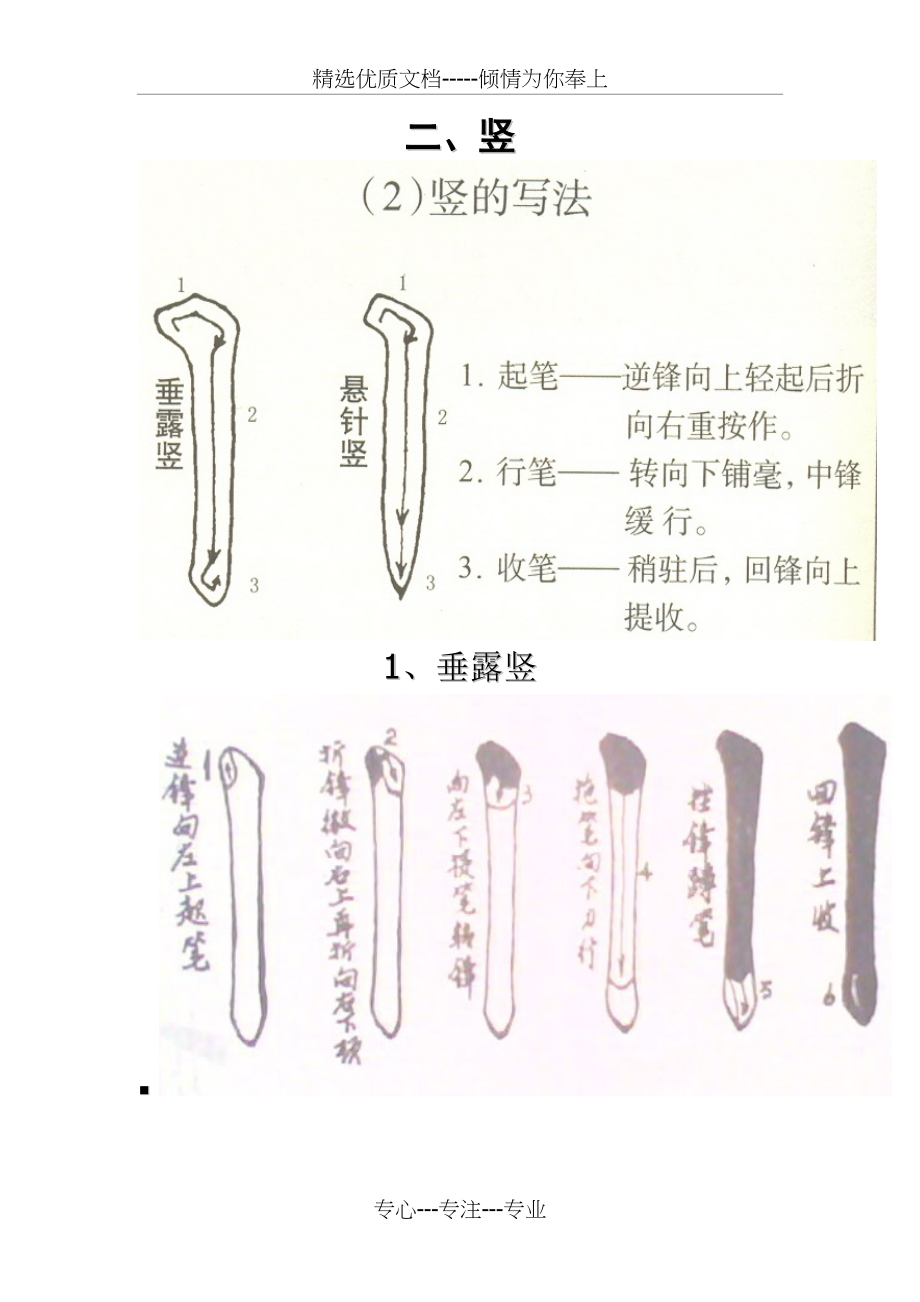 毛笔书法竖的写法(共2页)_第1页