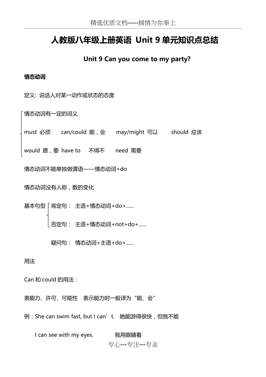 人教版八年级上册英语-Unit-9单元知识点总结(共8页)_第1页