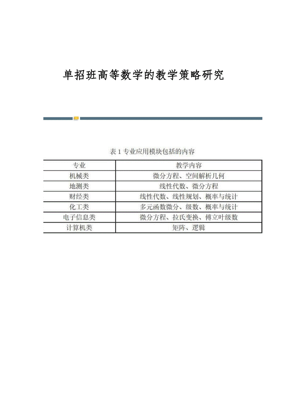 单招班高等数学的教学策略研究_第1页