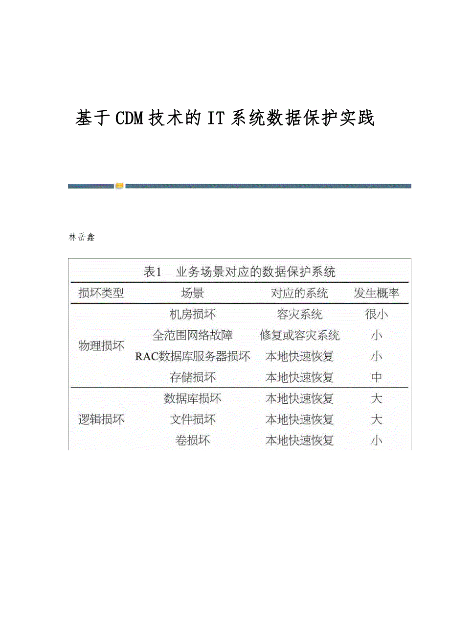 基于CDM技术的IT系统数据保护实践_第1页