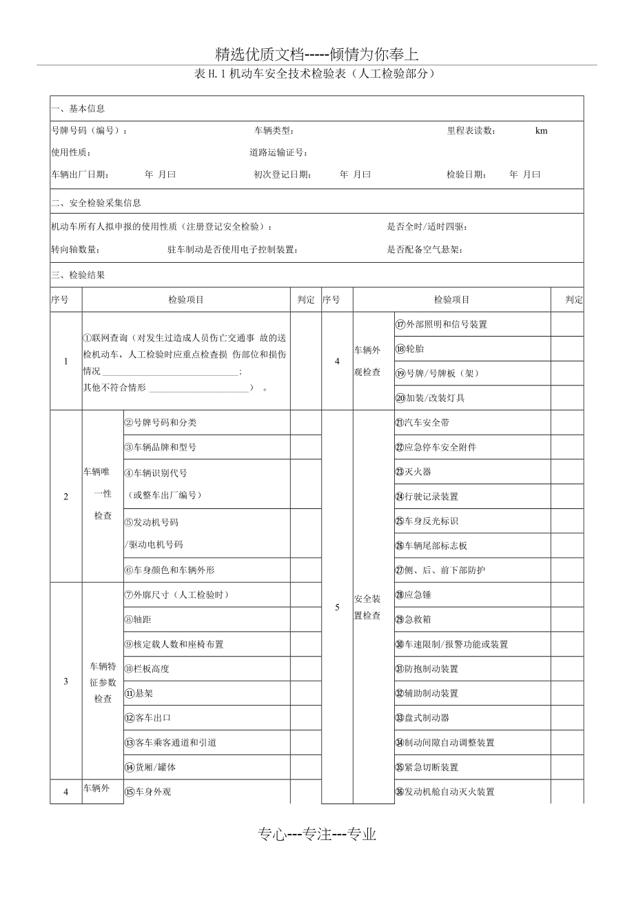 机动车安全技术检验表(人工检验部分)(共4页)_第1页