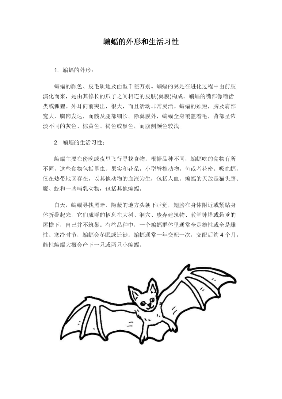 蝙蝠的外形及生活习性_第1页