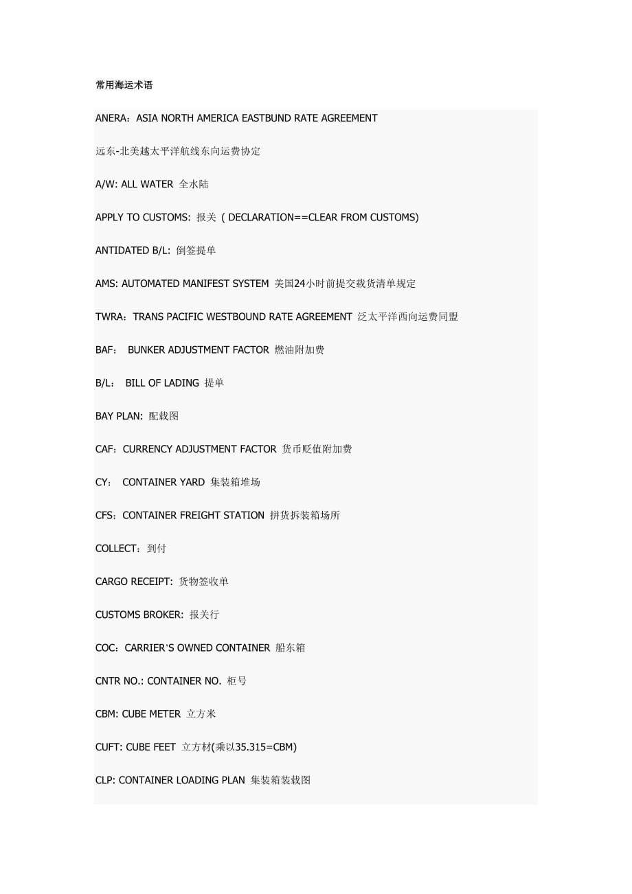 外贸海运常用术语5页_第1页