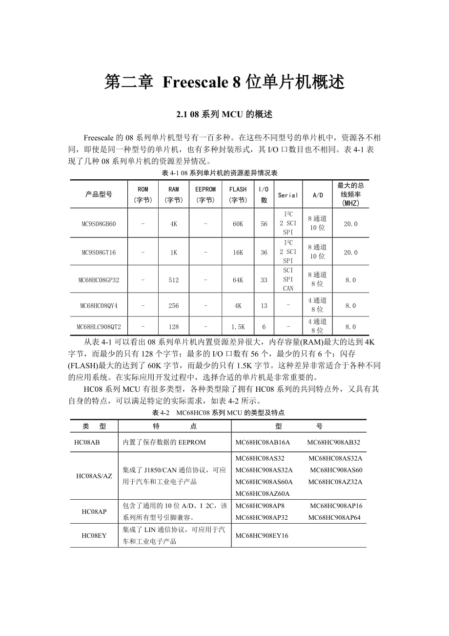 第二章 Freescale 8位单片机概述_第1页