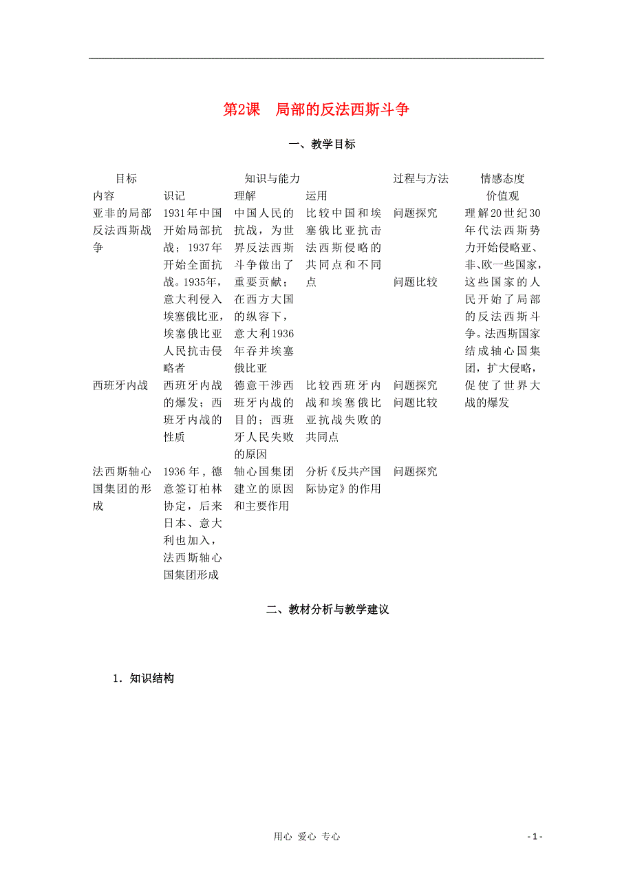 《高中历史 3.2《局部的反法西斯斗争》教师用书 新人教版选修3》_第1页