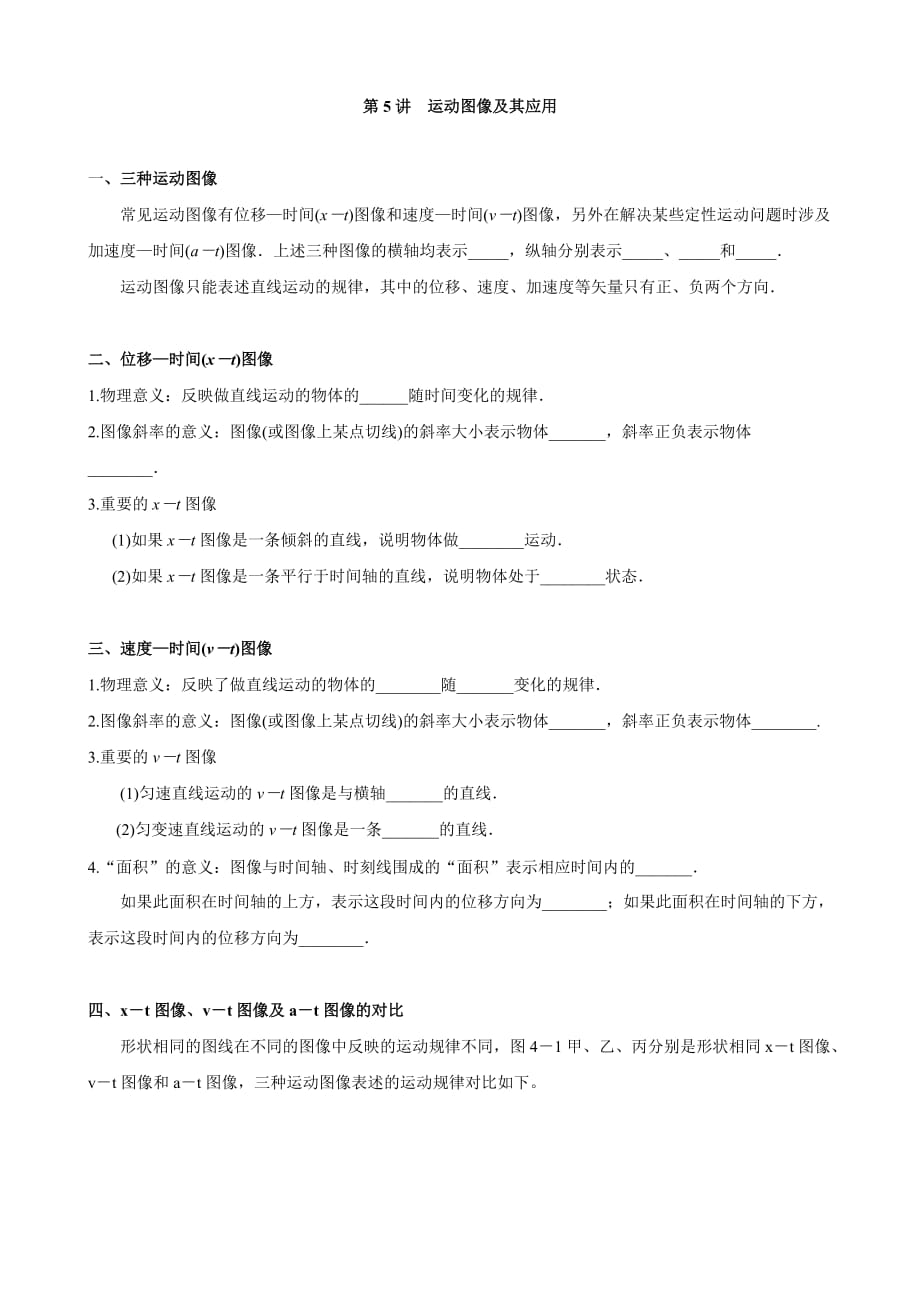 (精品讲义)新高一物理衔接课程-第5讲-运动图像及其应用7页_第1页