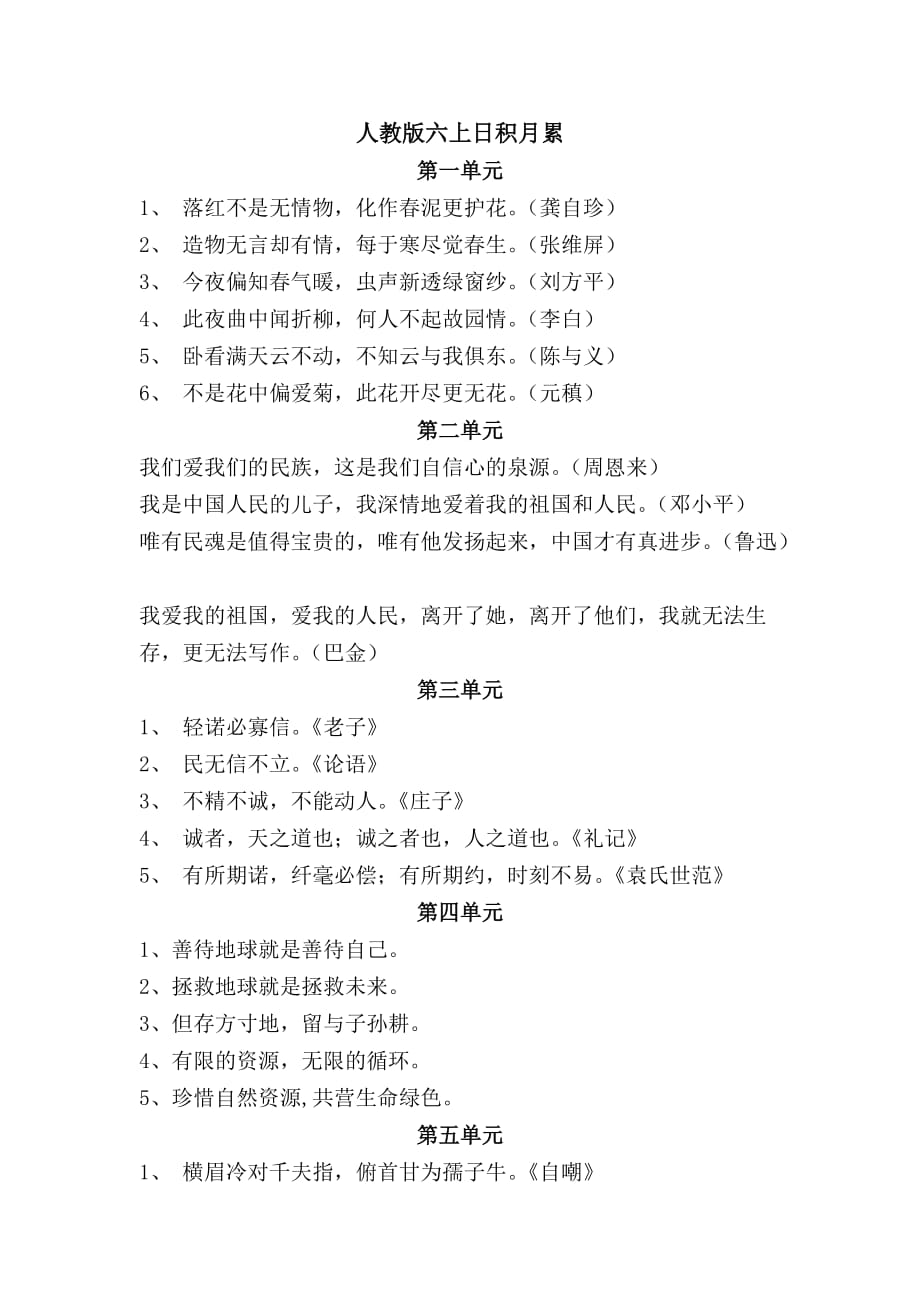 人教版六年级上下册日积月累4页_第1页