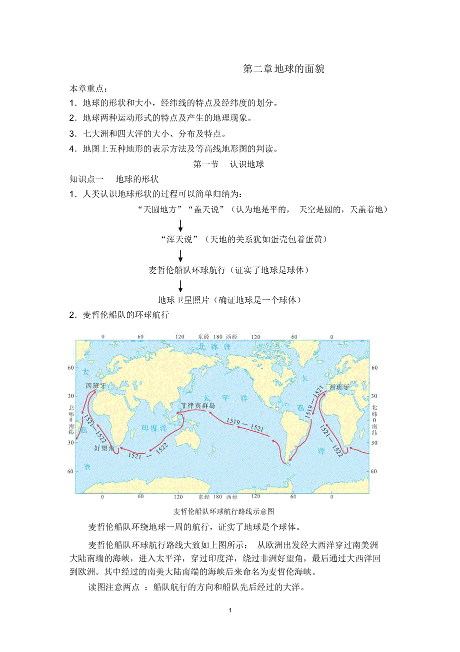 地球的面貌知识点总结要点_第1页
