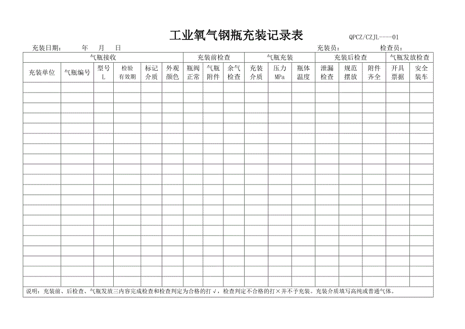 各种气体充装记录表12页_第1页
