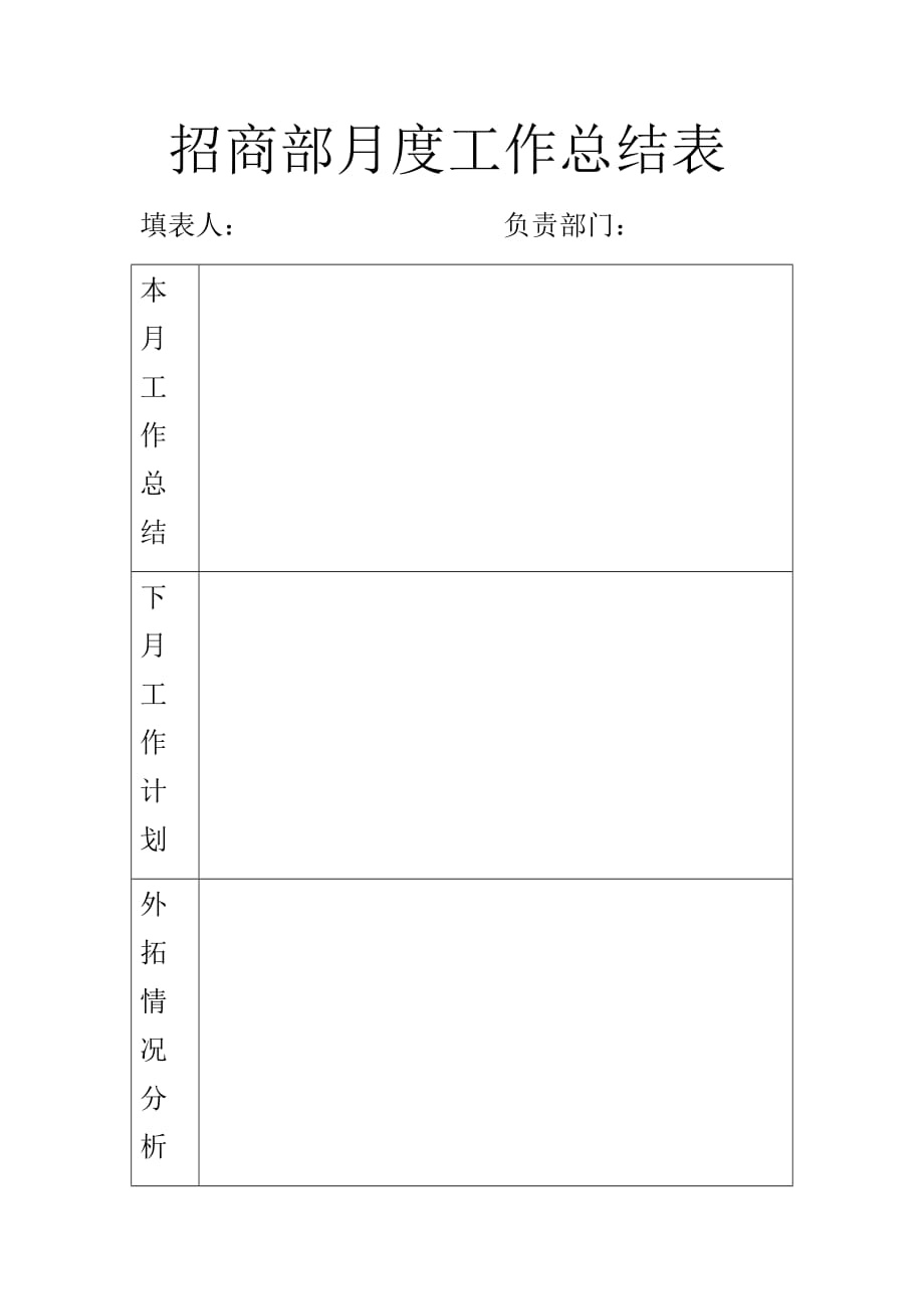 招商部月度工作结表模板3页_第1页