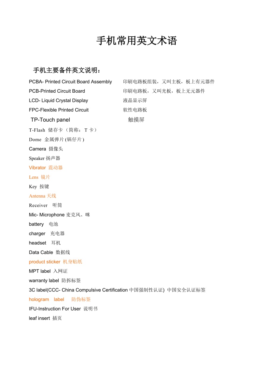手机常用英文术语9页_第1页