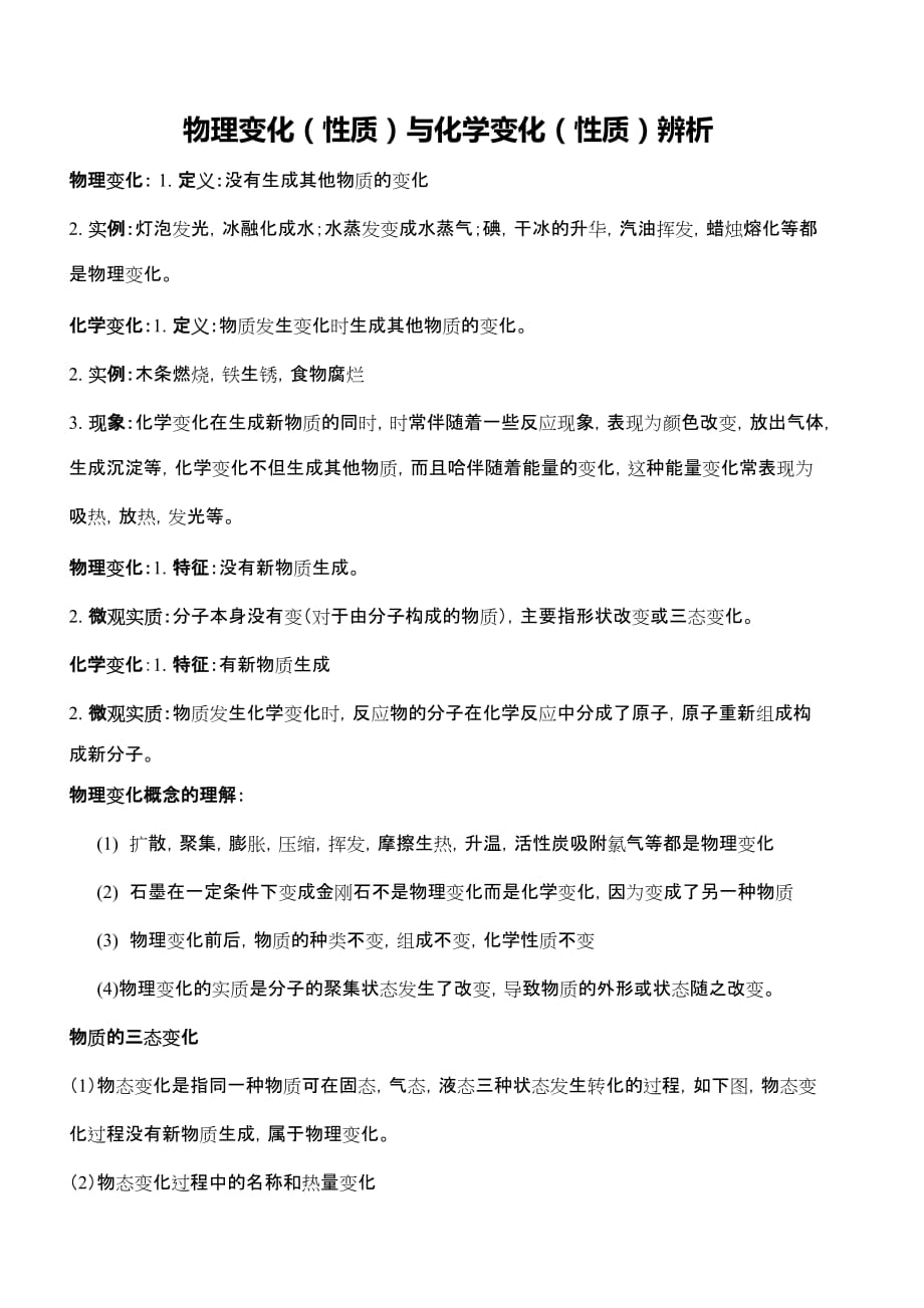 物理变化(性质)与化学变化(性质)辨析4页_第1页