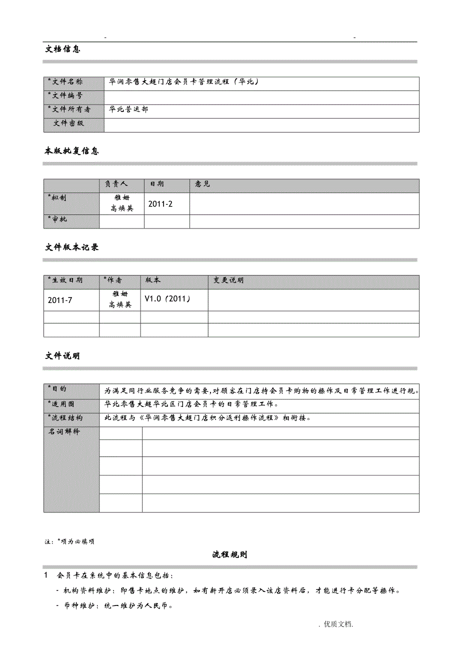 华润零售大超门店会员卡管理流程华北_第1页