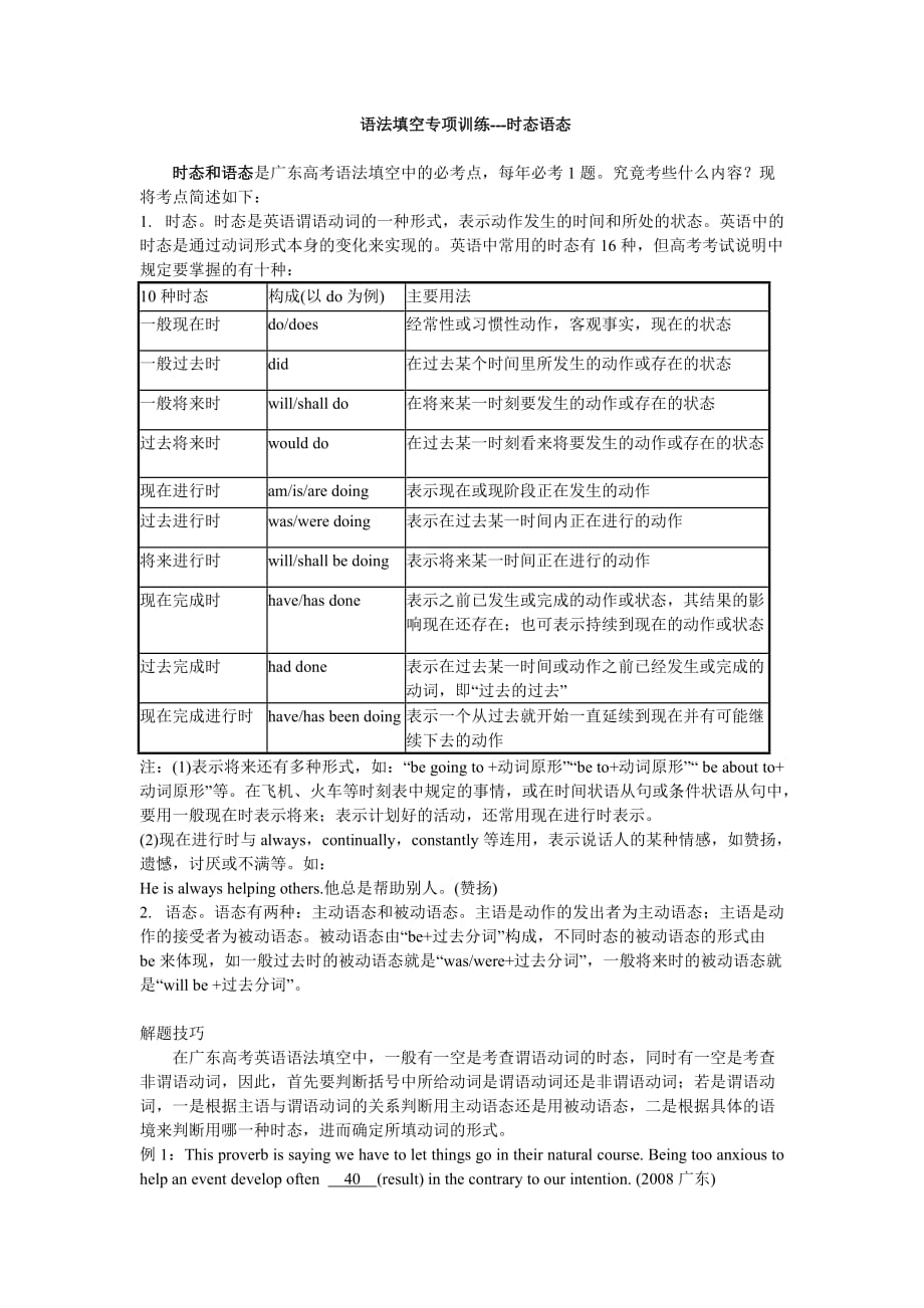 语法填空专项训练-时态语态 - 副本3页_第1页