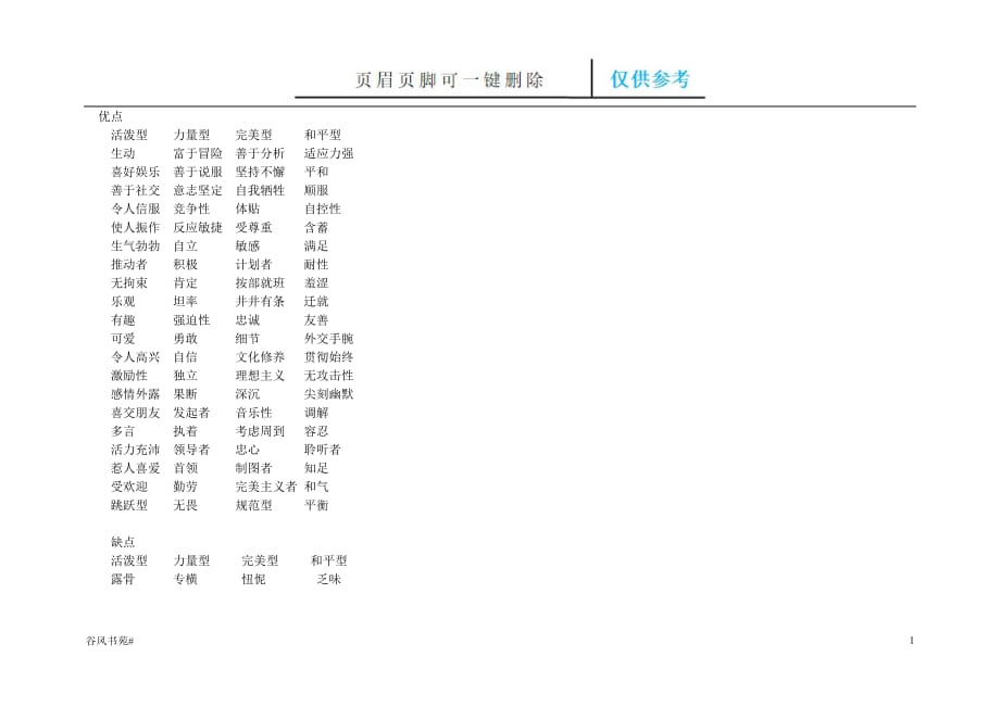 性格分类及优缺点【荟萃内容】_第1页