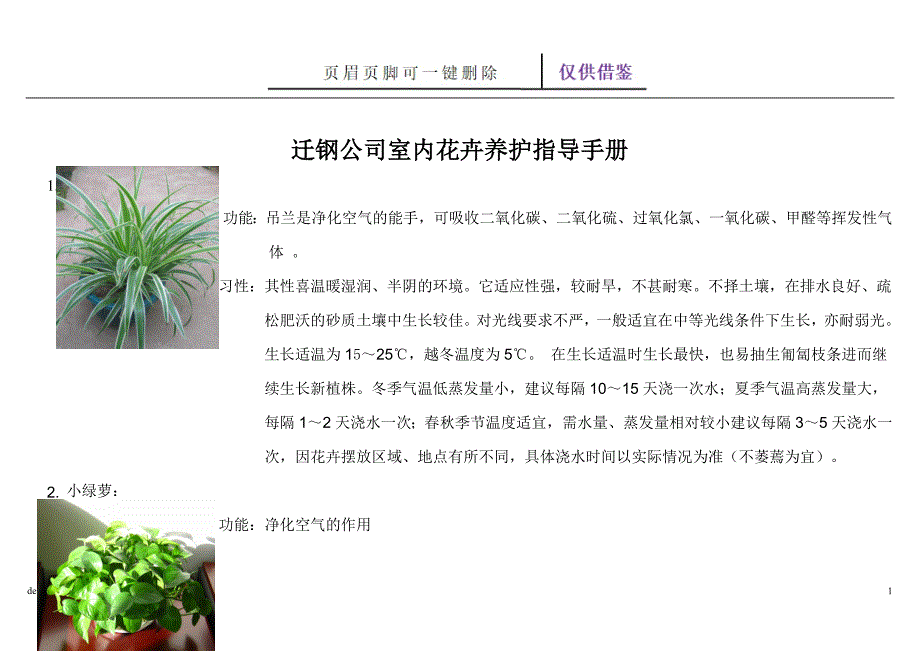 室内绿植花卉养护指导手册【苍松参考】_第1页