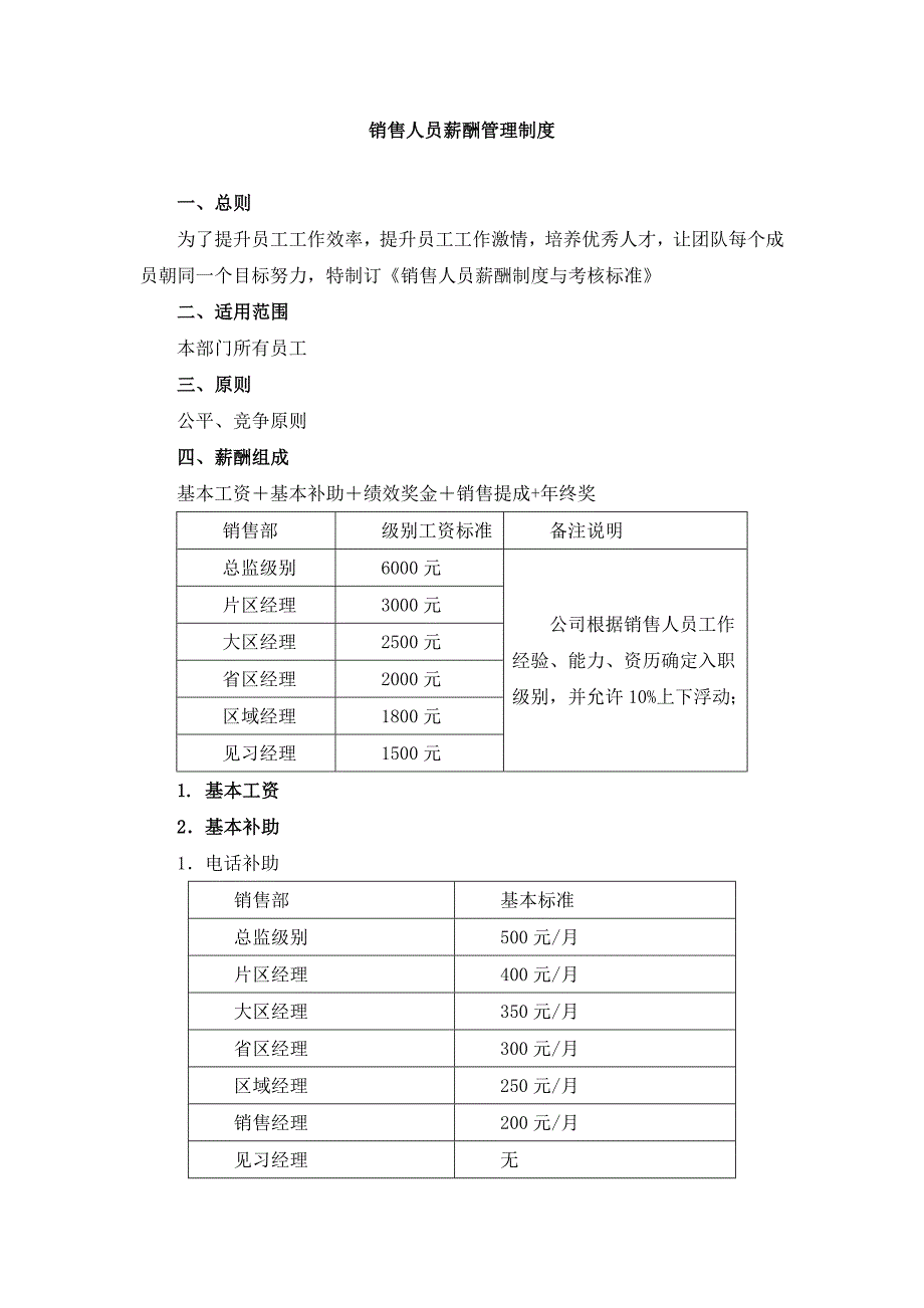 销售人员薪酬管理制度及提成方案（共五篇）_第1页