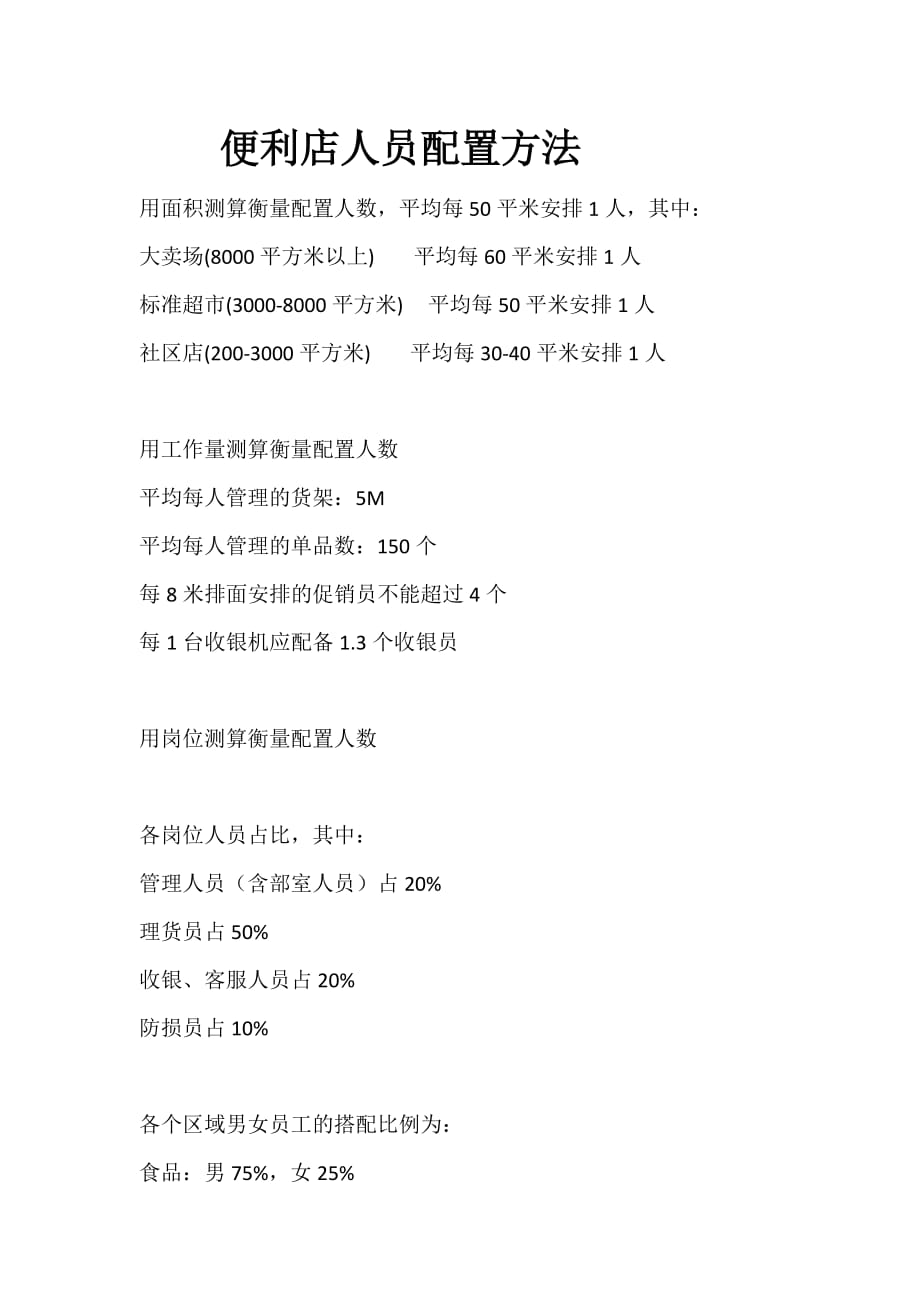 便利店人员配置方法_第1页