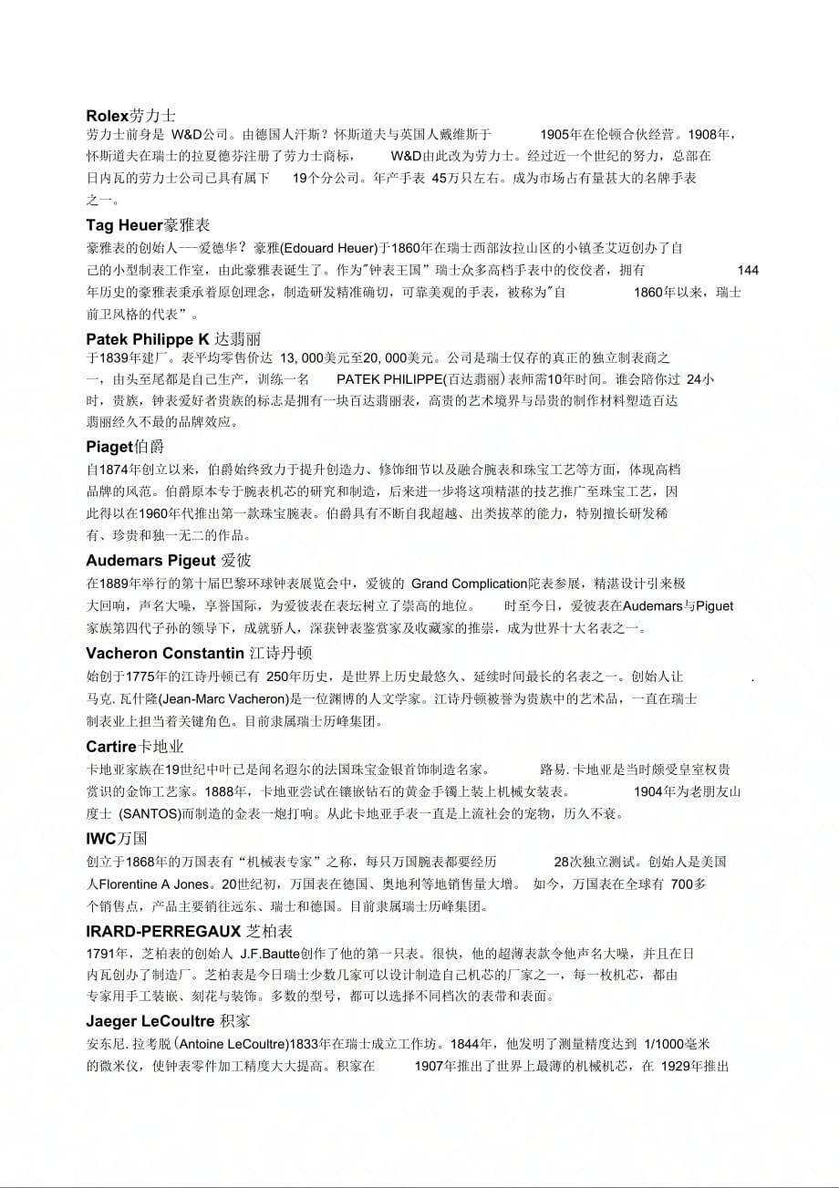 (最新)手表品牌(精品)_第1页